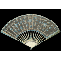 Blue flowers, catgut fan circa 1760