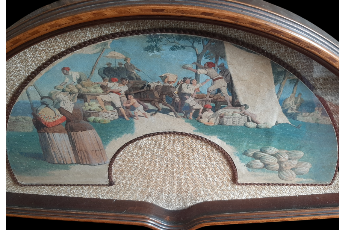 La pastèque italienne, feuille d'éventail XIXème siècle