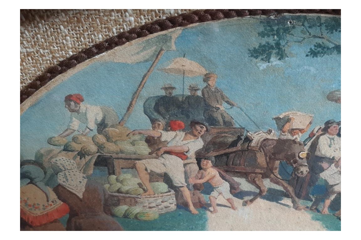 La pastèque italienne, feuille d'éventail XIXème siècle