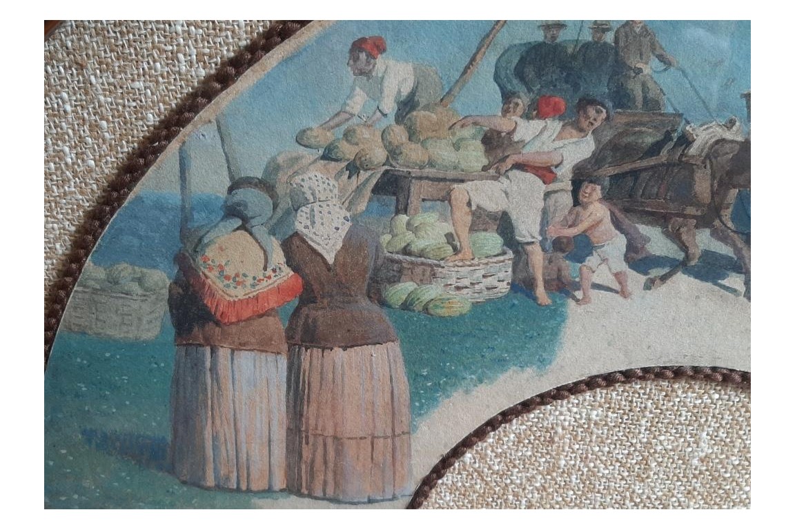 La pastèque italienne, feuille d'éventail XIXème siècle