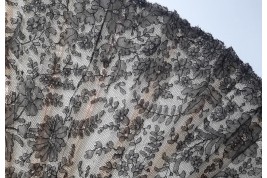 Fleurs de Chantilly, éventail fin XIXème siècle