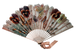 Pansies and butterflies, fan circa 1890