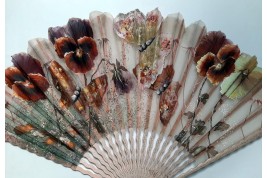 Pansies and butterflies, fan circa 1890