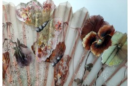 Pansies and butterflies, fan circa 1890