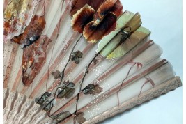 Pansies and butterflies, fan circa 1890