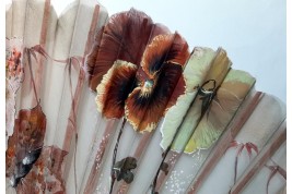 Pansies and butterflies, fan circa 1890