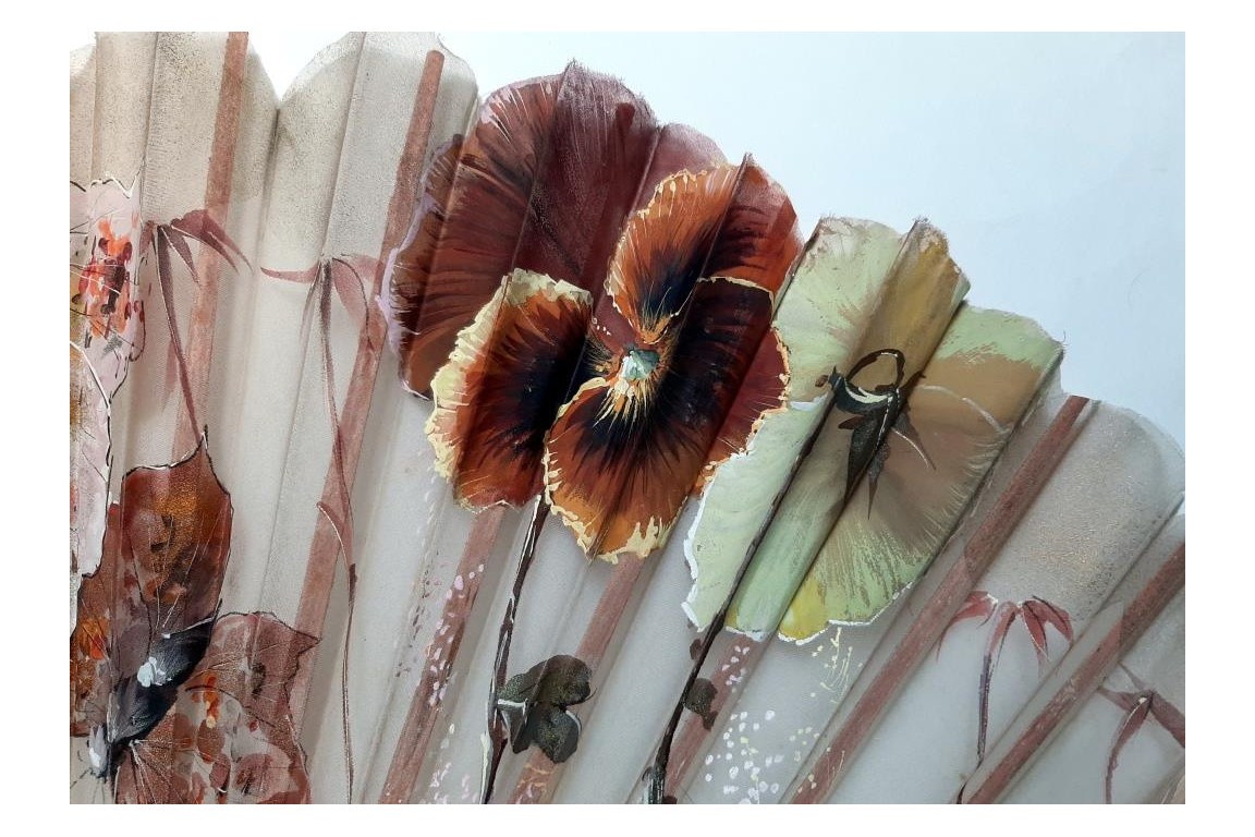 Pansies and butterflies, fan circa 1890