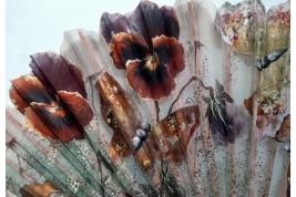 Pansies and butterflies, fan circa 1890