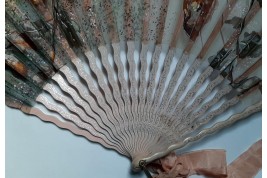 Pansies and butterflies, fan circa 1890