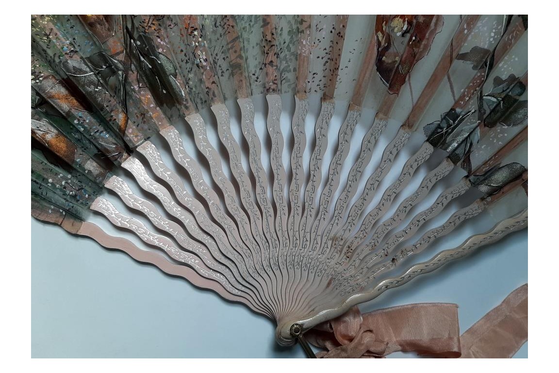 Pansies and butterflies, fan circa 1890
