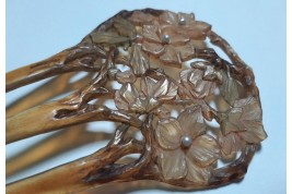 Des fleurs dans les cheveux, peigne de Georges Pierre, Art Nouveau
