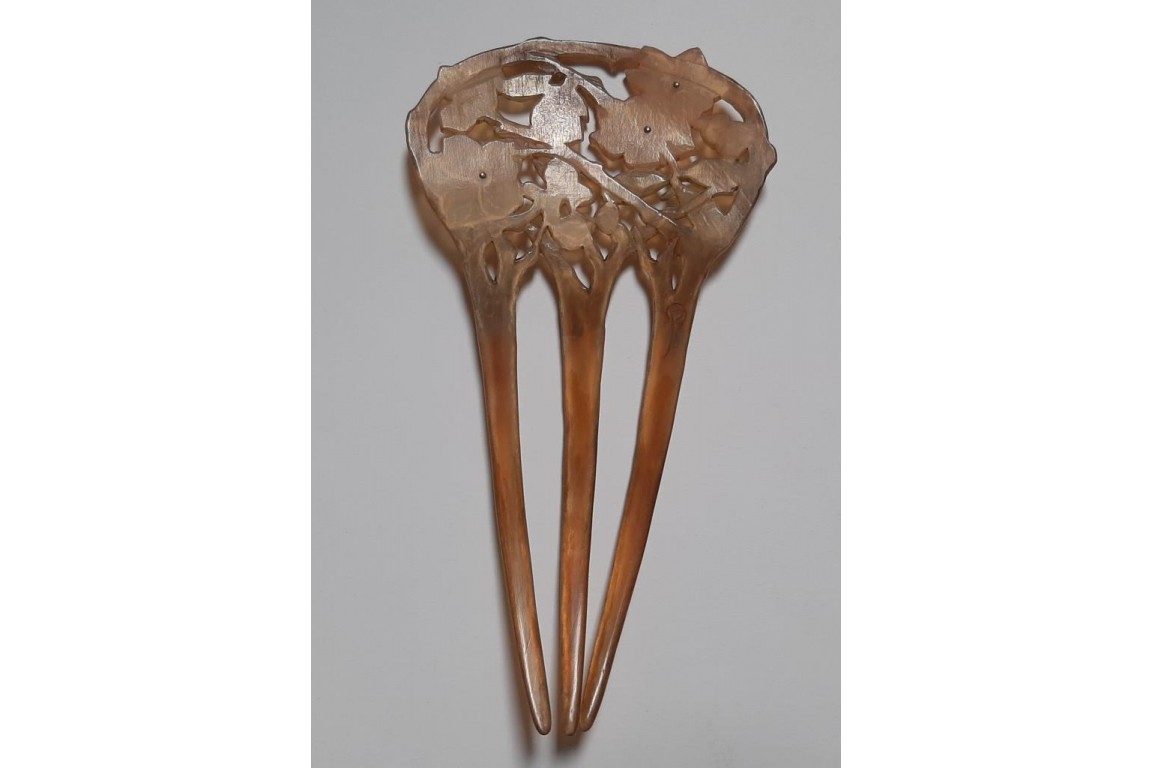 Des fleurs dans les cheveux, peigne de Georges Pierre, Art Nouveau