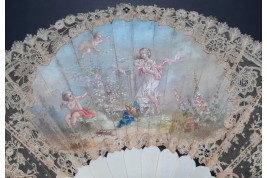 L’amour, les roses et les serpents, éventail vers 1860-70