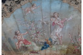 L’amour, les roses et les serpents, éventail vers 1860-70