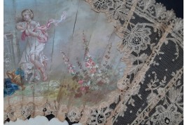 L’amour, les roses et les serpents, éventail vers 1860-70