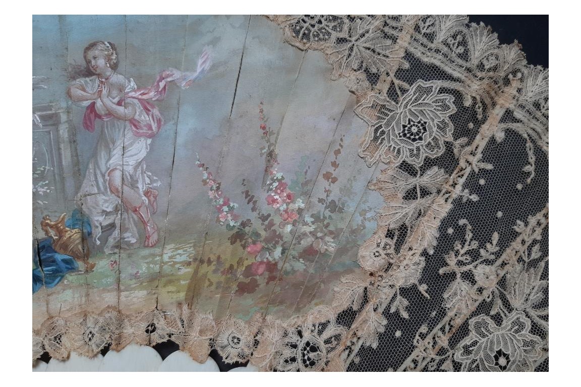 L’amour, les roses et les serpents, éventail vers 1860-70