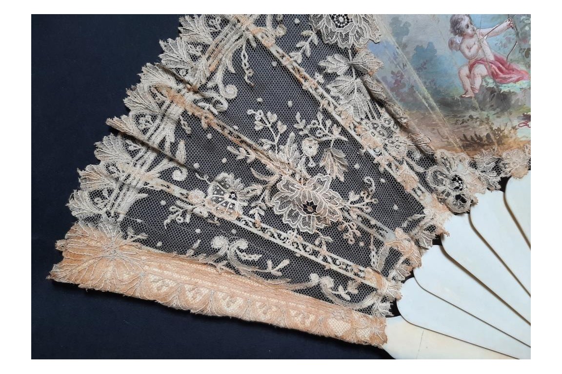 L’amour, les roses et les serpents, éventail vers 1860-70