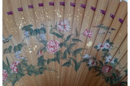 Pruning a pine tree, Japanese fan, Meiji era