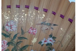 Pruning a pine tree, Japanese fan, Meiji era