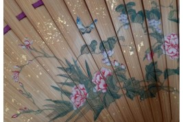 Pruning a pine tree, Japanese fan, Meiji era