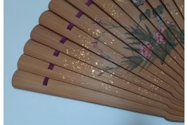 Pruning a pine tree, Japanese fan, Meiji era