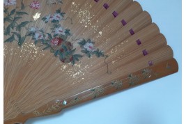 Pruning a pine tree, Japanese fan, Meiji era