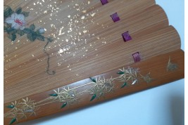 Pruning a pine tree, Japanese fan, Meiji era