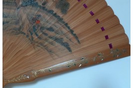 Pruning a pine tree, Japanese fan, Meiji era