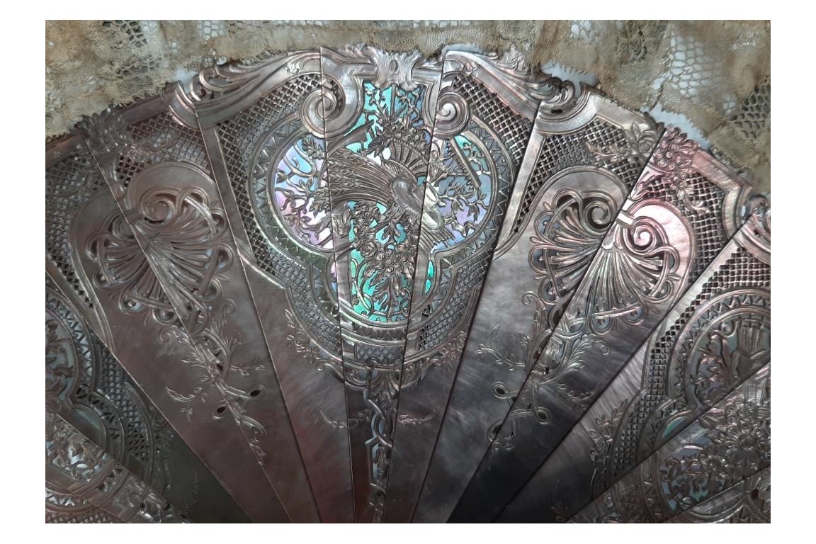 Flowers and gardening, fan circa 1880-1890