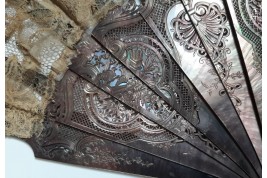 Flowers and gardening, fan circa 1880-1890