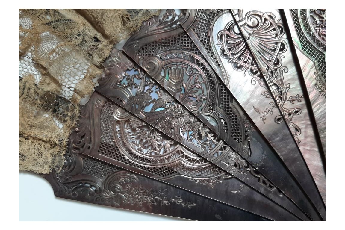 Flowers and gardening, fan circa 1880-1890