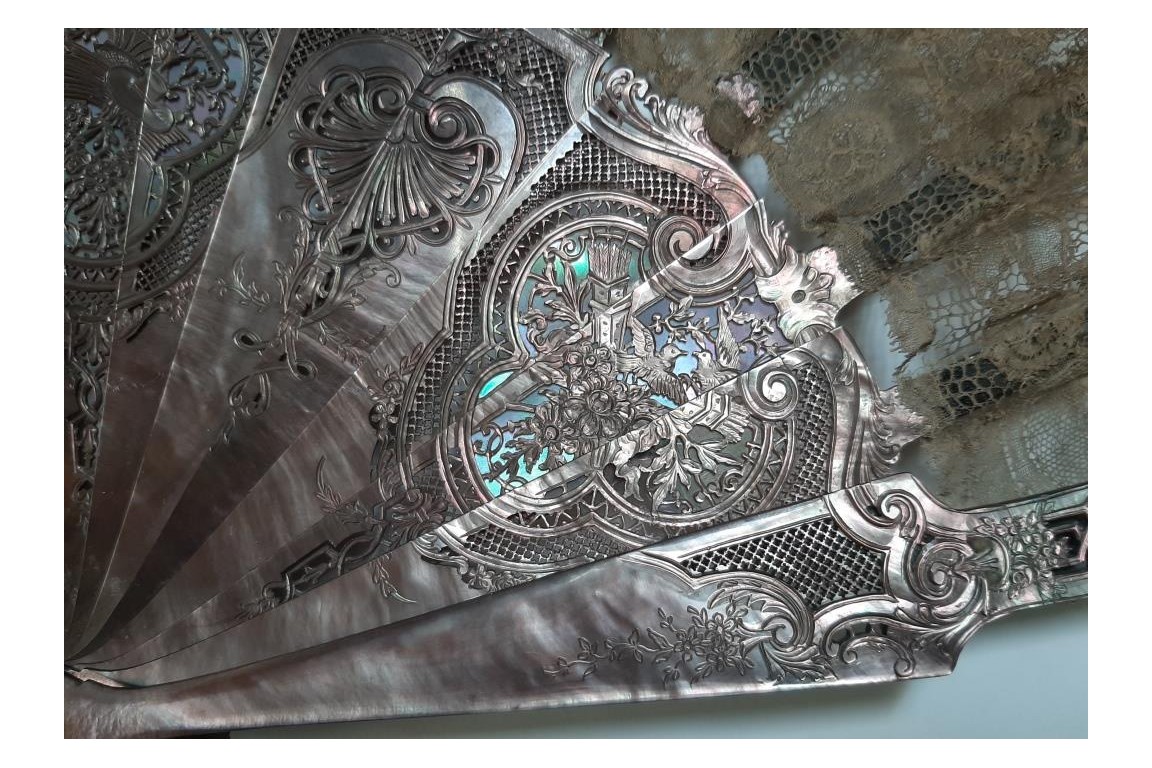 Flowers and gardening, fan circa 1880-1890