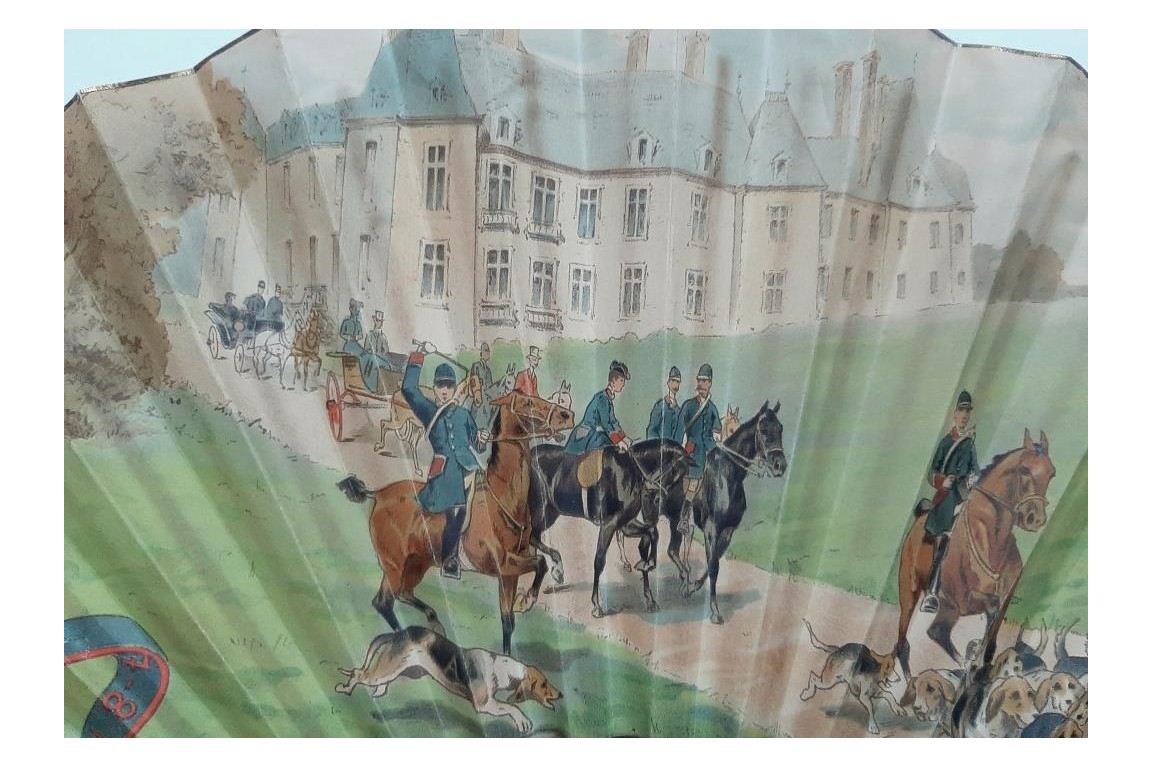 Le 500ème chevreuil, Rallye Viel Anjou 1898. Éventail commémoratif de vénerie.