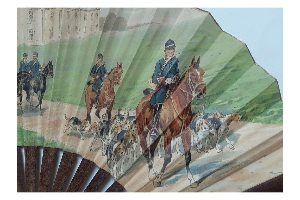 Le 500ème chevreuil, Rallye Viel Anjou 1898. Éventail commémoratif de vénerie.
