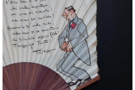 The man and the monkey by Trilussa, humorous fan circa 1900-1915