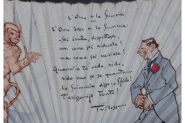 L'homme et le singe de Trilussa, éventail humoristique vers 1900-1915