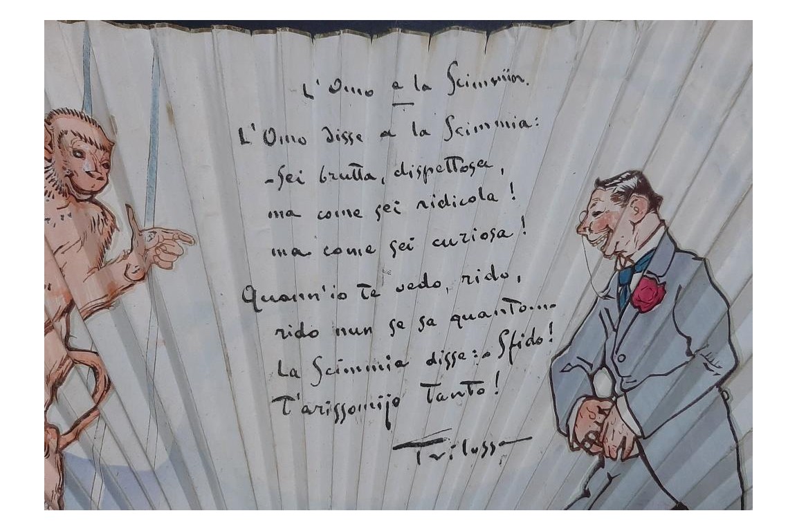 L'homme et le singe de Trilussa, éventail humoristique vers 1900-1915
