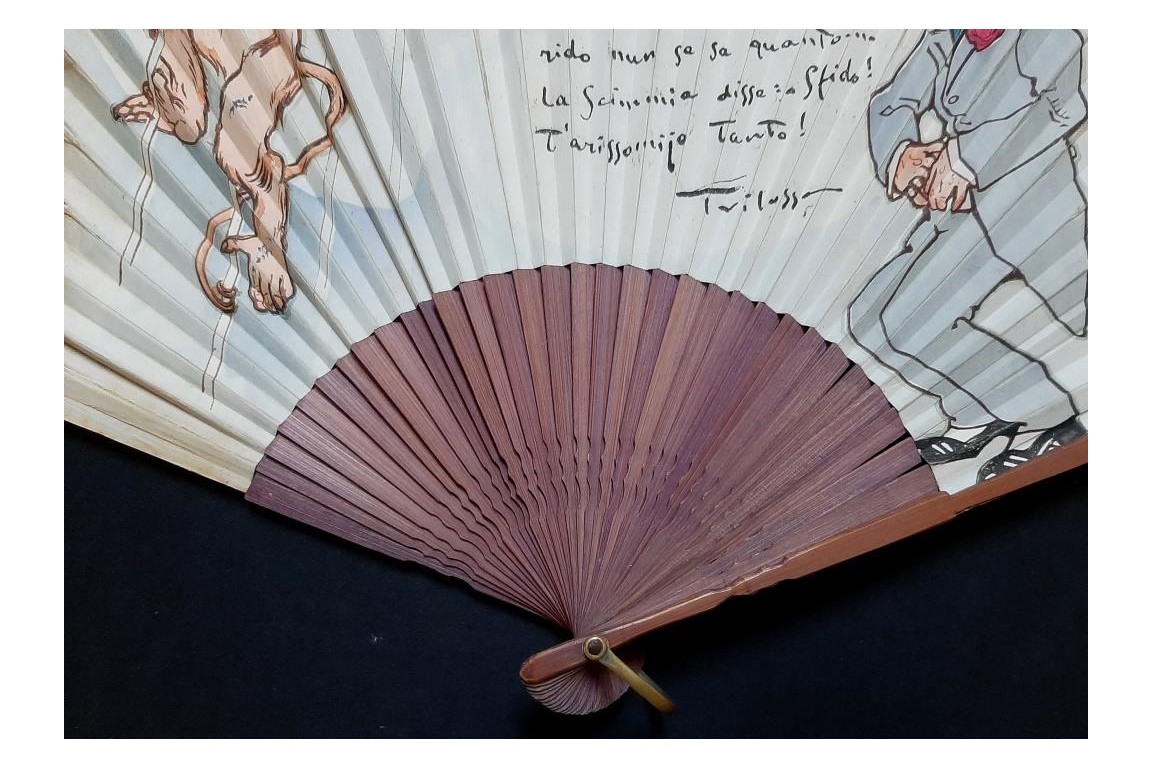 The man and the monkey by Trilussa, humorous fan circa 1900-1915