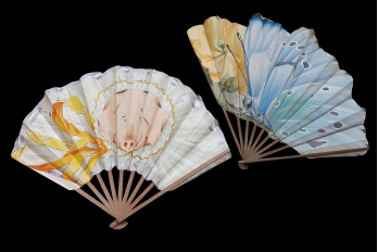 Cochon et papillon de Daudet, éventails Duvelleroy vers 1900