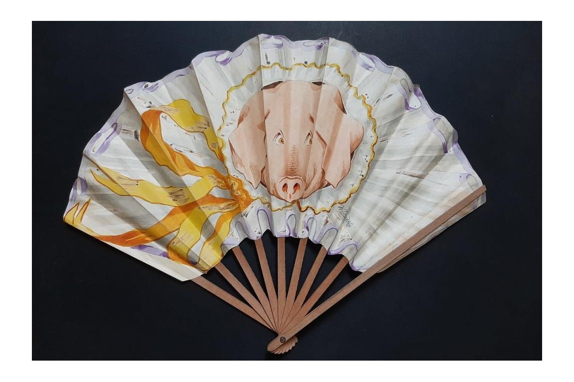 Cochon et papillon de Daudet, éventails Duvelleroy vers 1900