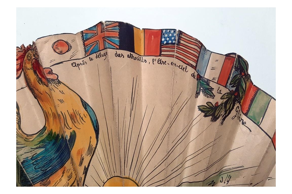 Le coq de la Victoire, éventail de la Grande Guerre, vers 1918