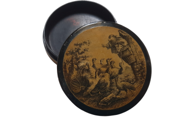 Monkey and turkeys after Peyrotte, 19th century snuffbox