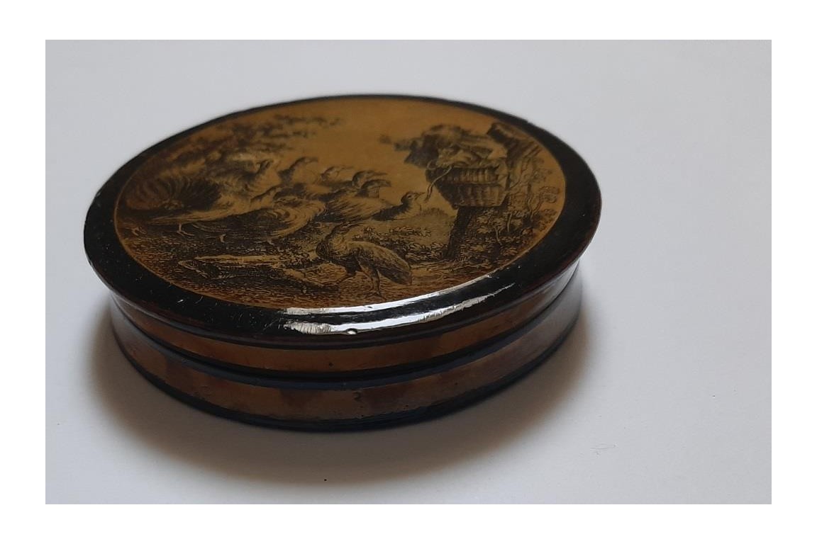 Monkey and turkeys after Peyrotte, 19th century snuffbox