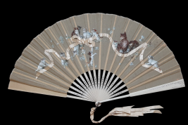 Cats with ribbon, fan circa 1880-90