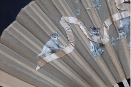 Cats with ribbon, fan circa 1880-90