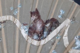 Cats with ribbon, fan circa 1880-90