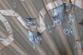 Cats with ribbon, fan circa 1880-90