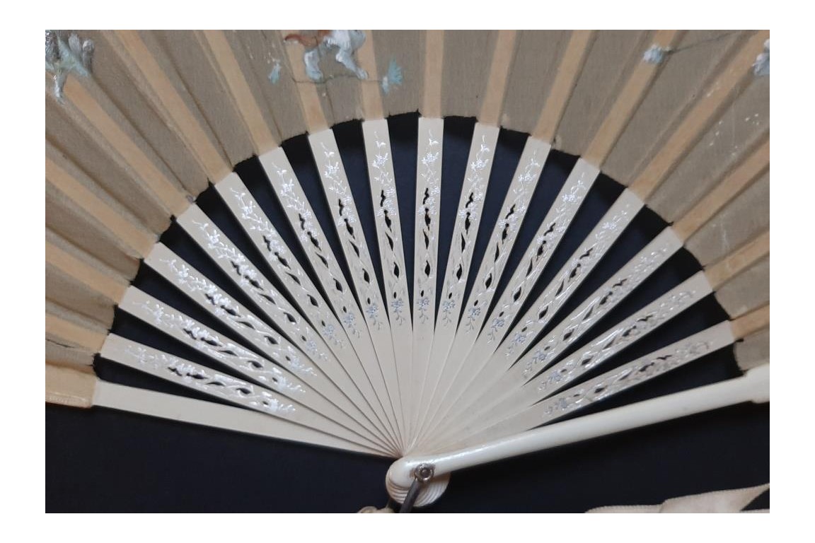 Cats with ribbon, fan circa 1880-90