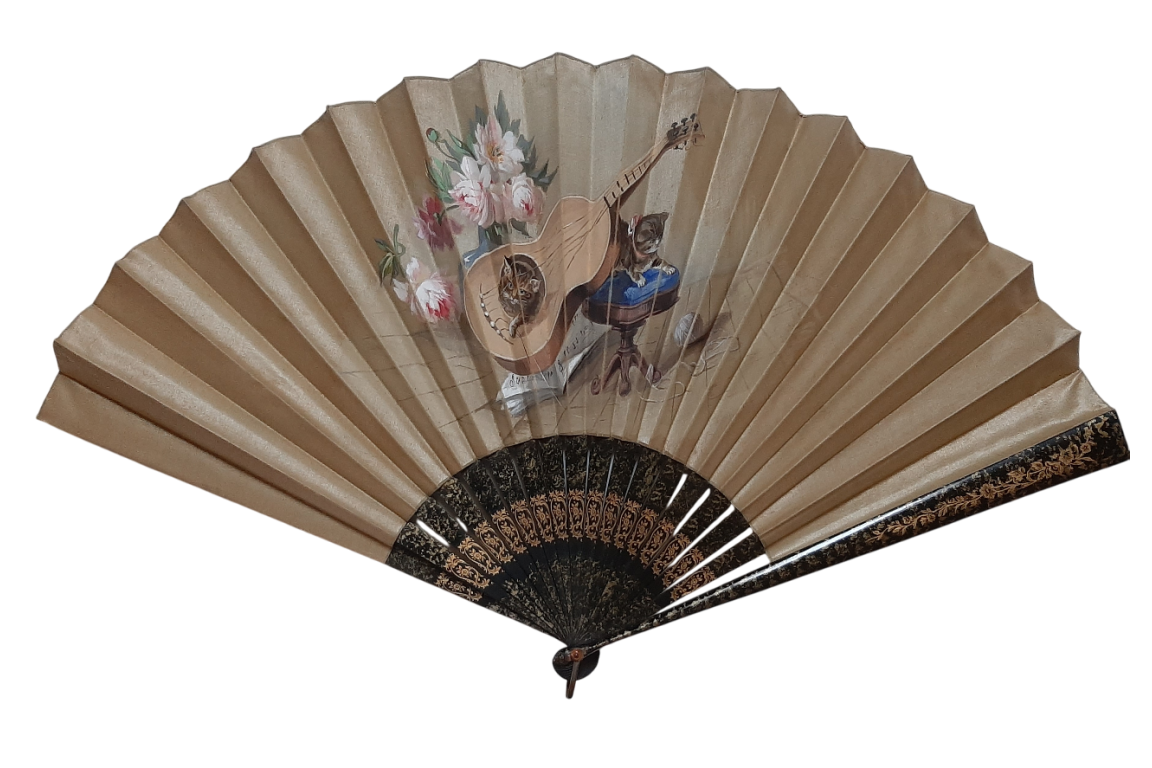 Musician cats, late 19th century fan