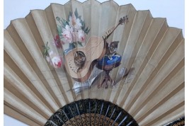 Musician cats, late 19th century fan